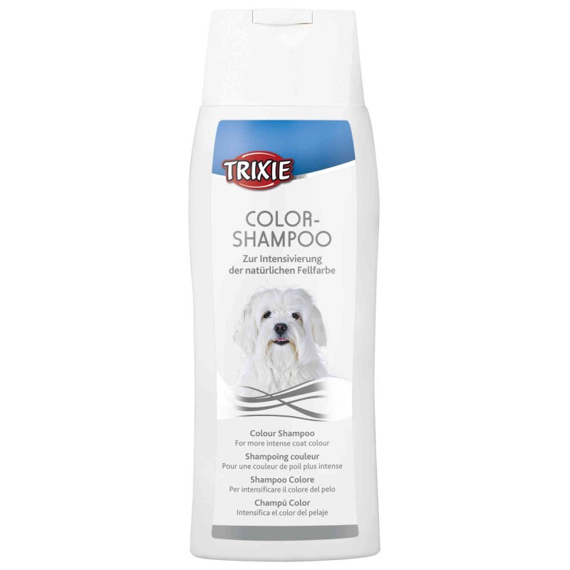 bezoeker Vereniging Licht Blauwe shampoo voor witte honden in flessen van 300 ml.