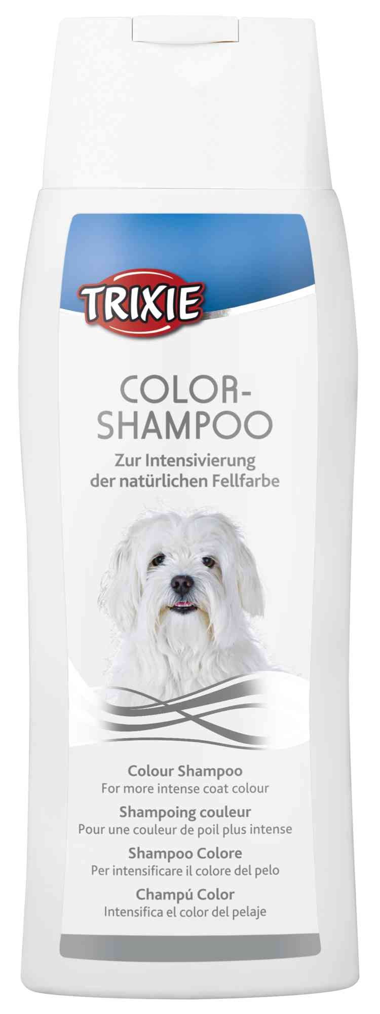 bezoeker Vereniging Licht Blauwe shampoo voor witte honden in flessen van 300 ml.
