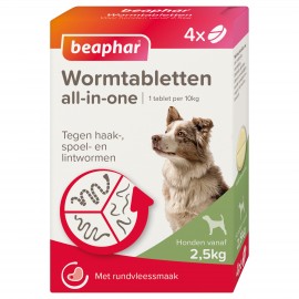Beaphar Wormtabletten All-in-One hond 2,5-40kg 4 tabletten