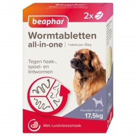 Beaphar Wormtabletten All-in-One hond 17,5-70kg 2 tabletten